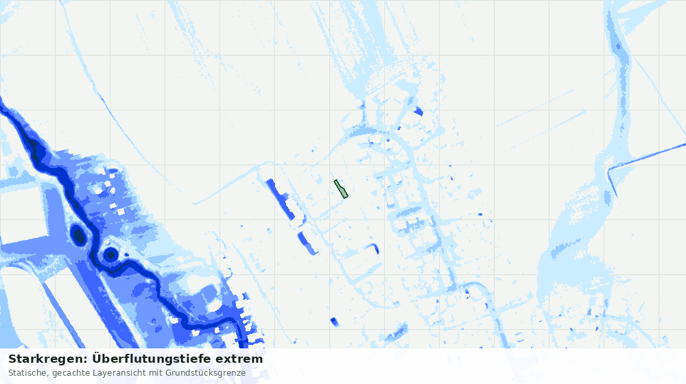 Statische Kartenansicht: Starkregen: Überflutungstiefe extrem
