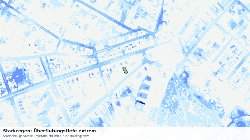 Statische Kartenansicht: Starkregen: Überflutungstiefe extrem