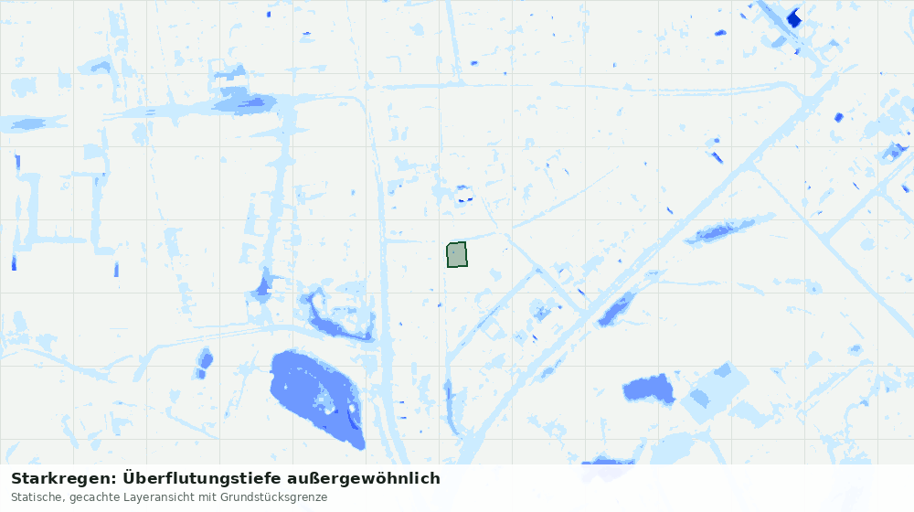 Statische Kartenansicht: Starkregen: Überflutungstiefe außergewöhnlich