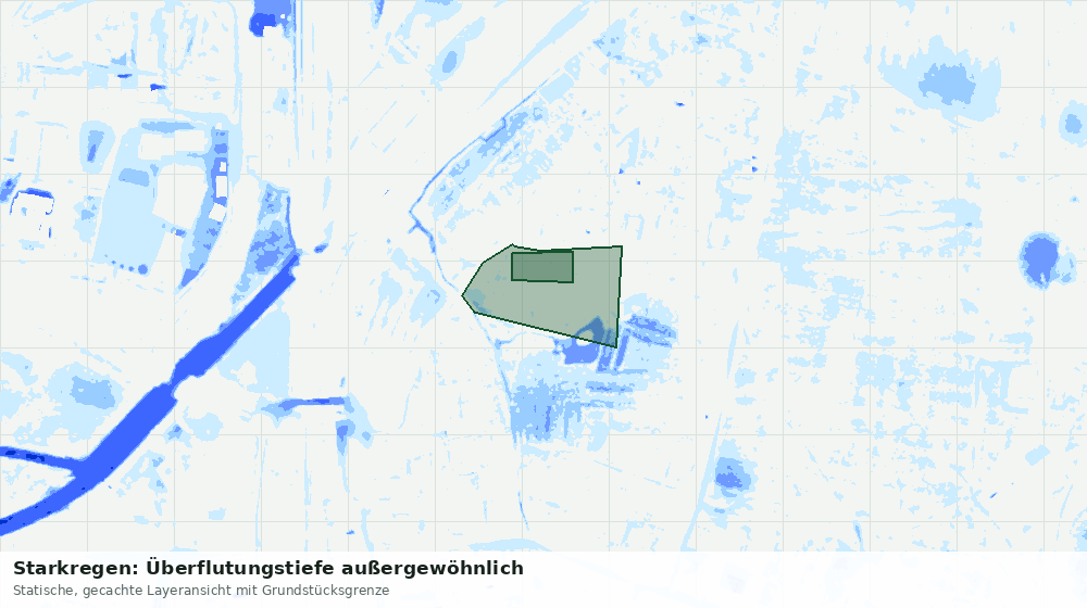 Statische Kartenansicht: Starkregen: Überflutungstiefe außergewöhnlich