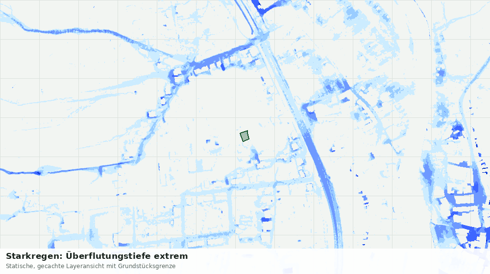 Statische Kartenansicht: Starkregen: Überflutungstiefe extrem