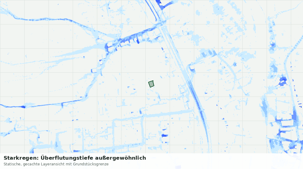Statische Kartenansicht: Starkregen: Überflutungstiefe außergewöhnlich