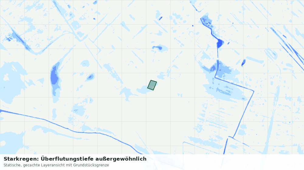 Statische Kartenansicht: Starkregen: Überflutungstiefe außergewöhnlich