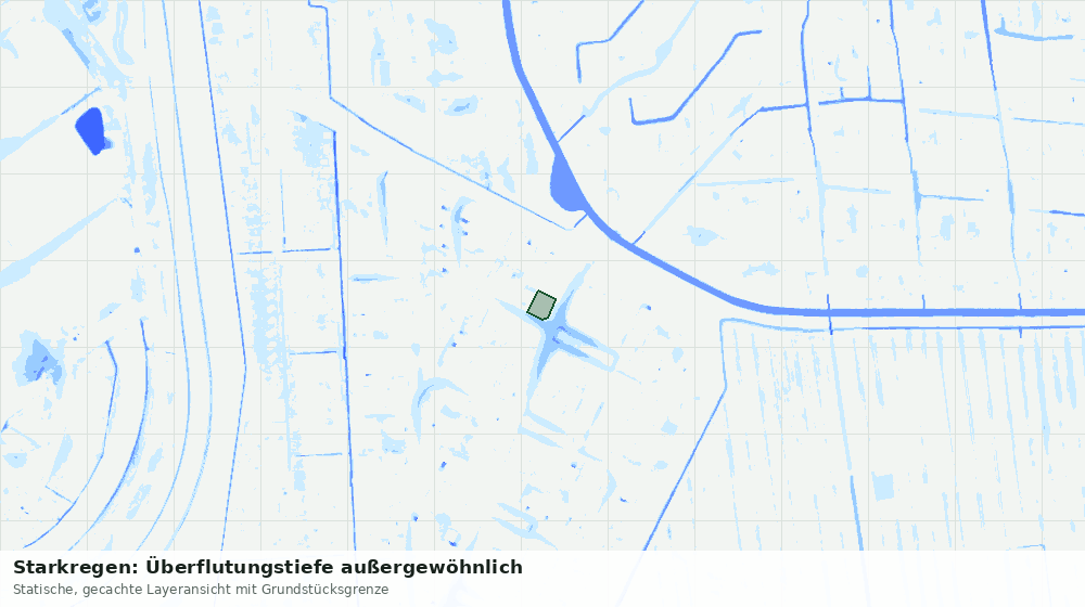 Statische Kartenansicht: Starkregen: Überflutungstiefe außergewöhnlich