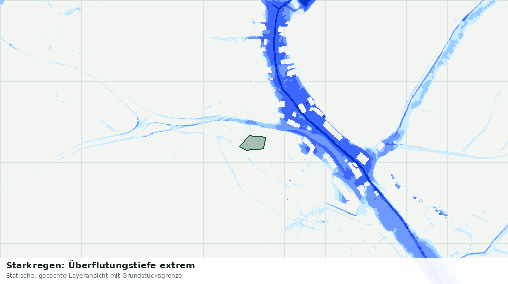 Statische Kartenansicht: Starkregen: Überflutungstiefe extrem