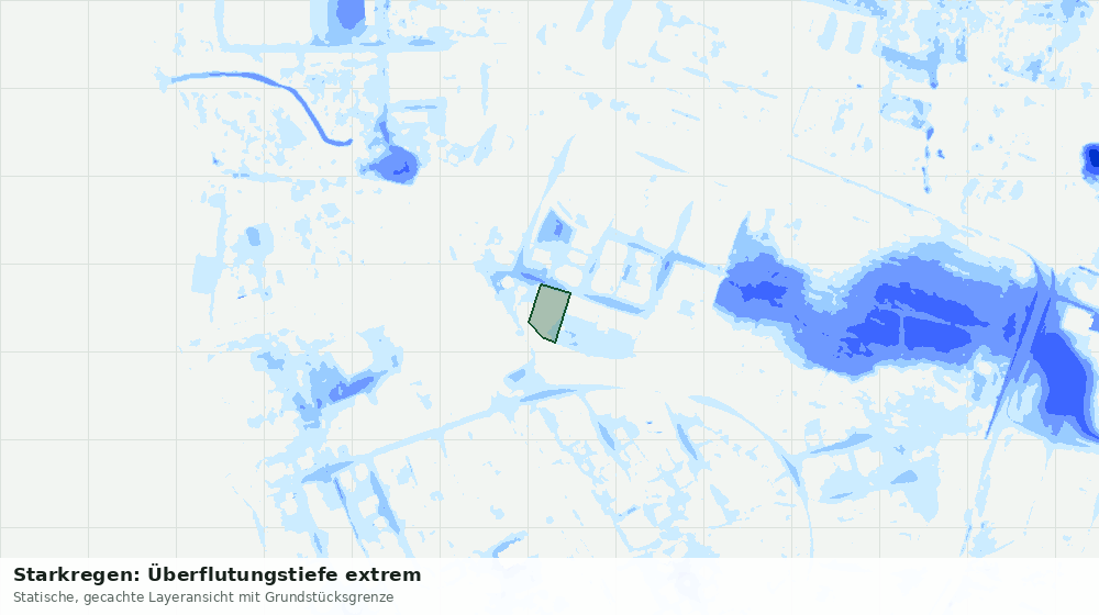 Statische Kartenansicht: Starkregen: Überflutungstiefe extrem