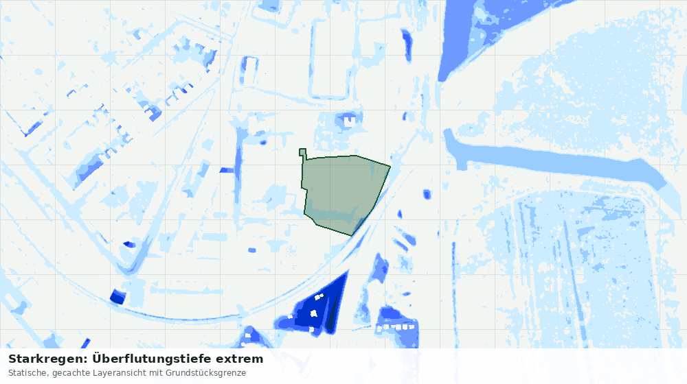 Statische Kartenansicht: Starkregen: Überflutungstiefe extrem
