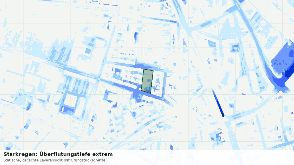 Statische Kartenansicht: Starkregen: Überflutungstiefe extrem