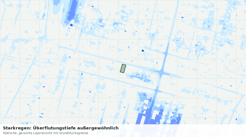 Statische Kartenansicht: Starkregen: Überflutungstiefe außergewöhnlich