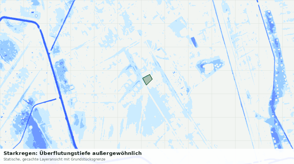 Statische Kartenansicht: Starkregen: Überflutungstiefe außergewöhnlich