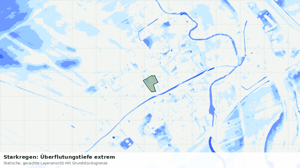 Statische Kartenansicht: Starkregen: Überflutungstiefe extrem