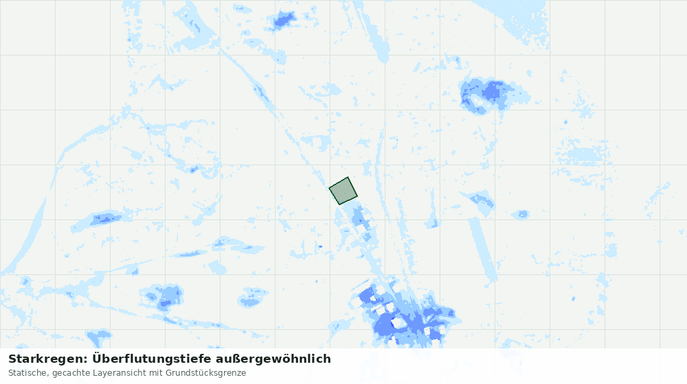Statische Kartenansicht: Starkregen: Überflutungstiefe außergewöhnlich