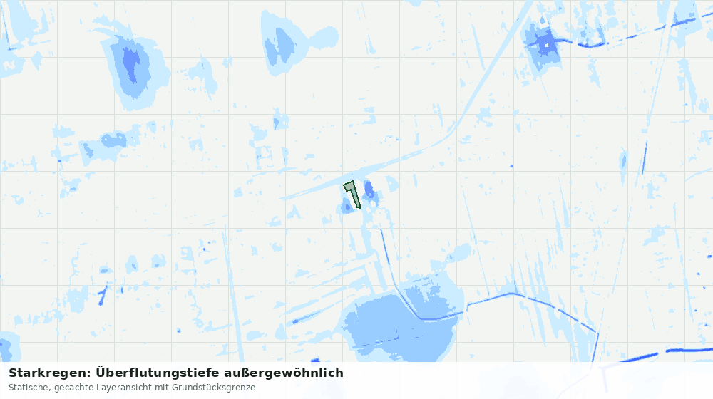Statische Kartenansicht: Starkregen: Überflutungstiefe außergewöhnlich