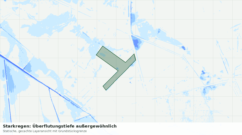 Statische Kartenansicht: Starkregen: Überflutungstiefe außergewöhnlich