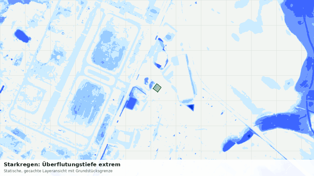 Statische Kartenansicht: Starkregen: Überflutungstiefe extrem