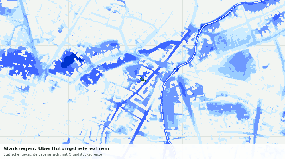 Statische Kartenansicht: Starkregen: Überflutungstiefe extrem