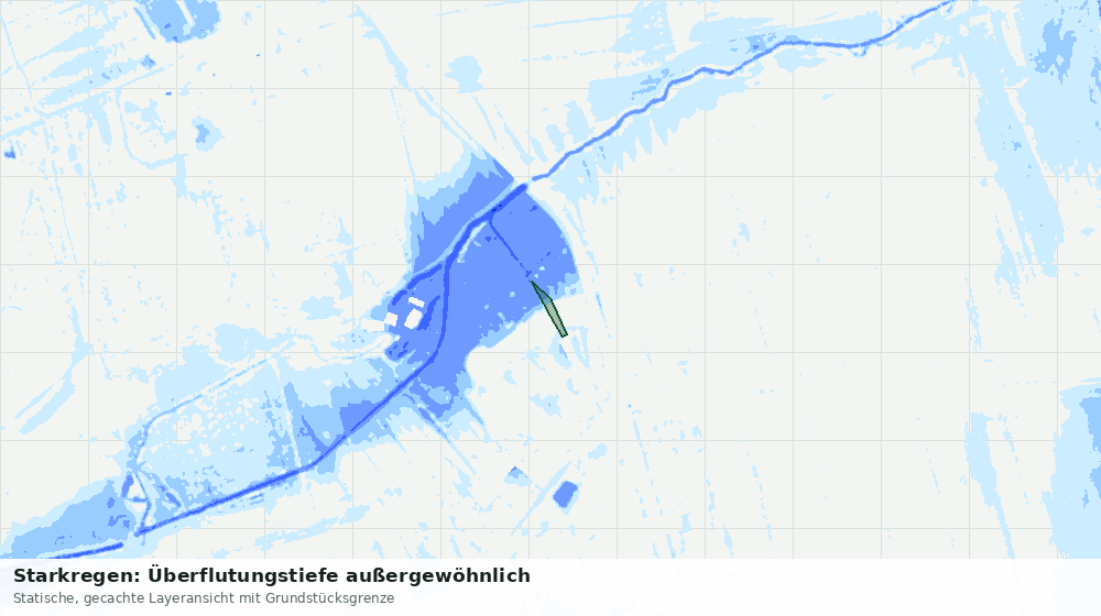 Statische Kartenansicht: Starkregen: Überflutungstiefe außergewöhnlich