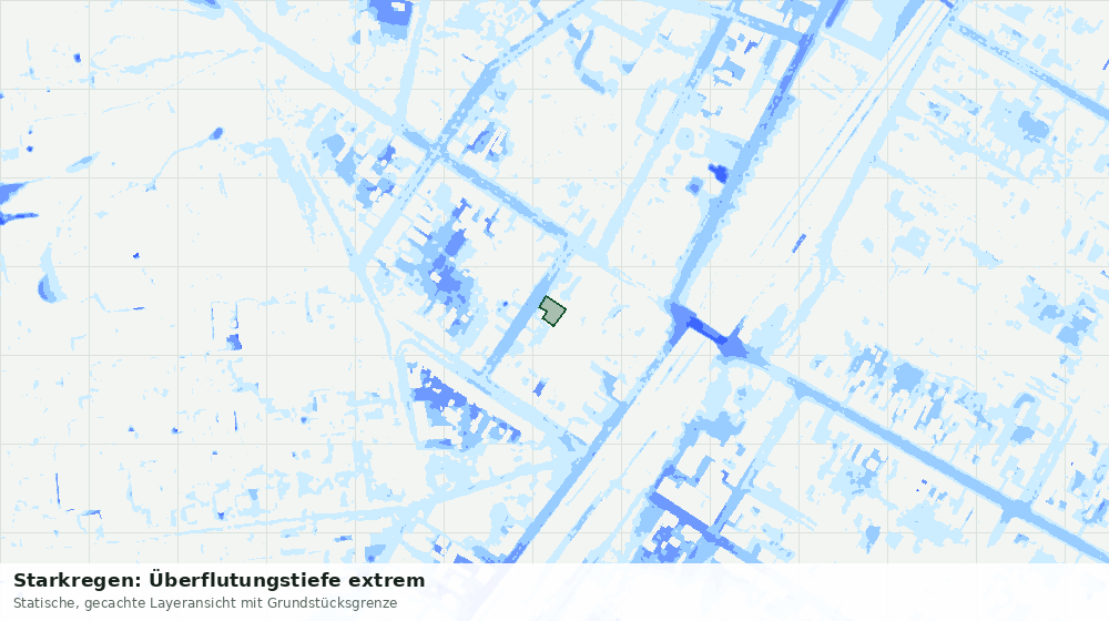 Statische Kartenansicht: Starkregen: Überflutungstiefe extrem