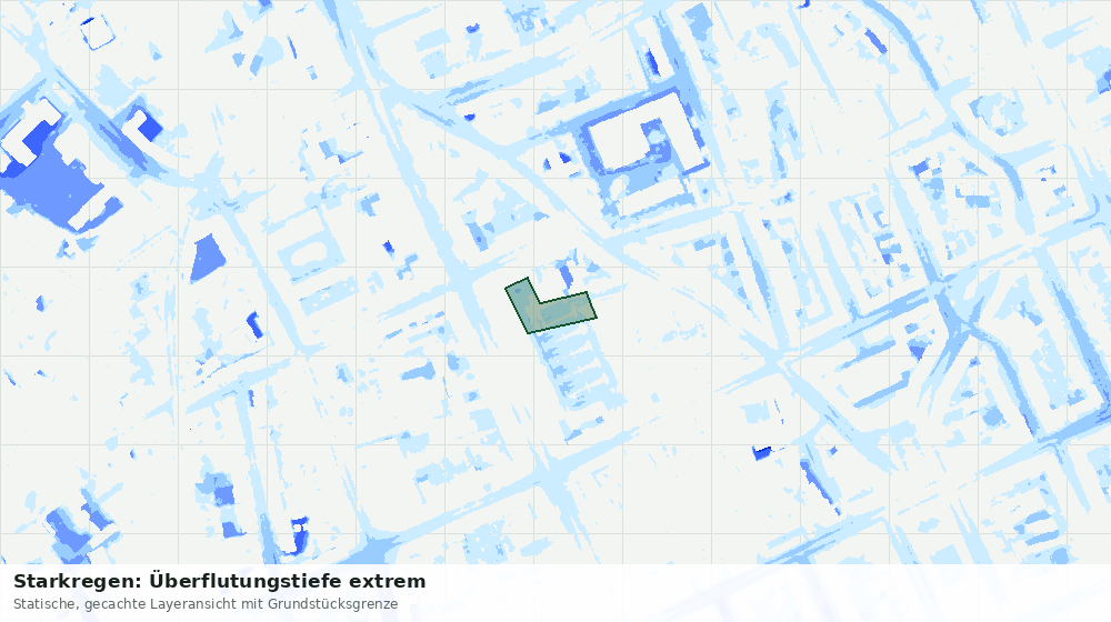 Statische Kartenansicht: Starkregen: Überflutungstiefe extrem