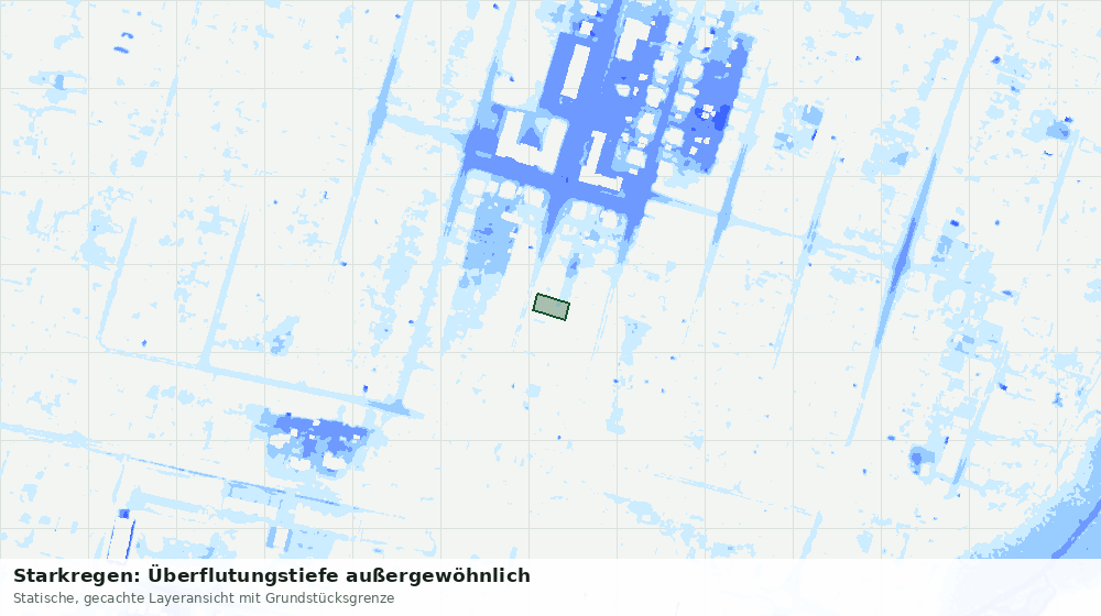Statische Kartenansicht: Starkregen: Überflutungstiefe außergewöhnlich