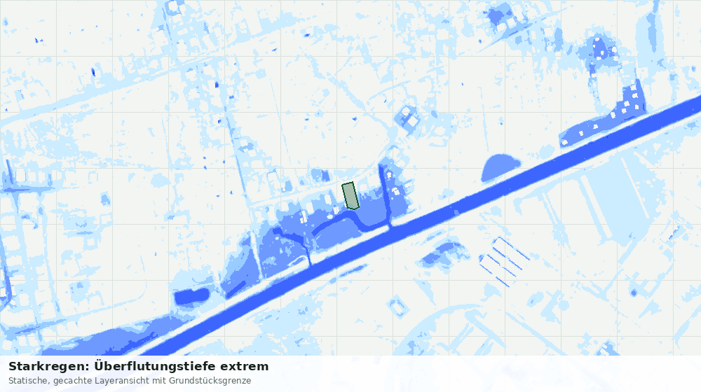 Statische Kartenansicht: Starkregen: Überflutungstiefe extrem