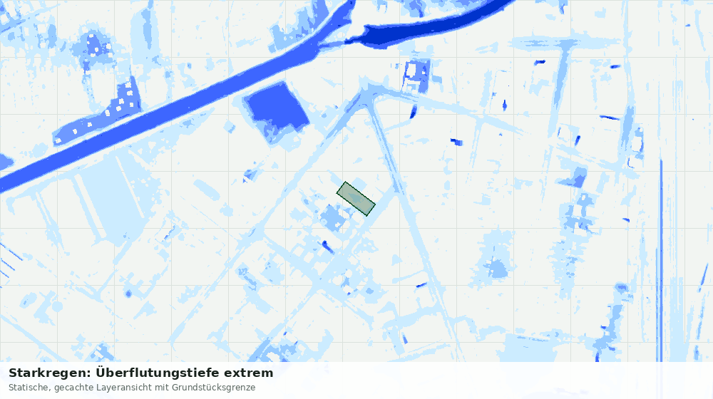 Statische Kartenansicht: Starkregen: Überflutungstiefe extrem
