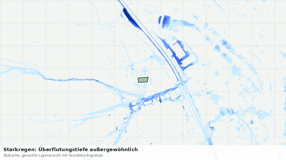 Statische Kartenansicht: Starkregen: Überflutungstiefe außergewöhnlich