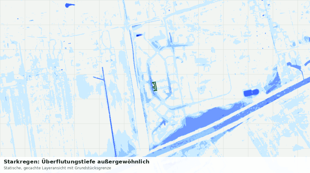 Statische Kartenansicht: Starkregen: Überflutungstiefe außergewöhnlich