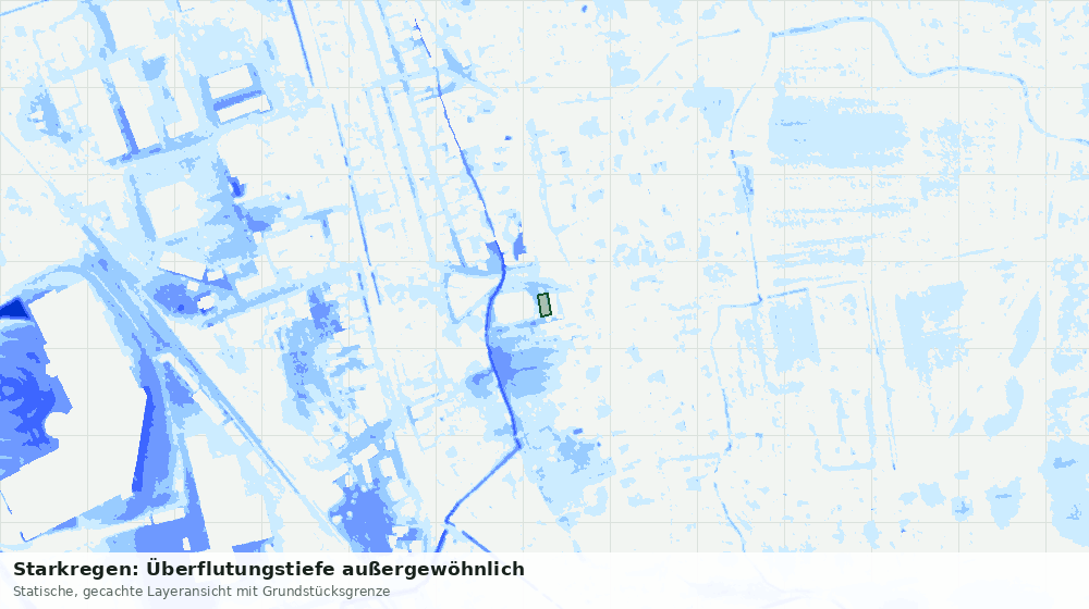 Statische Kartenansicht: Starkregen: Überflutungstiefe außergewöhnlich