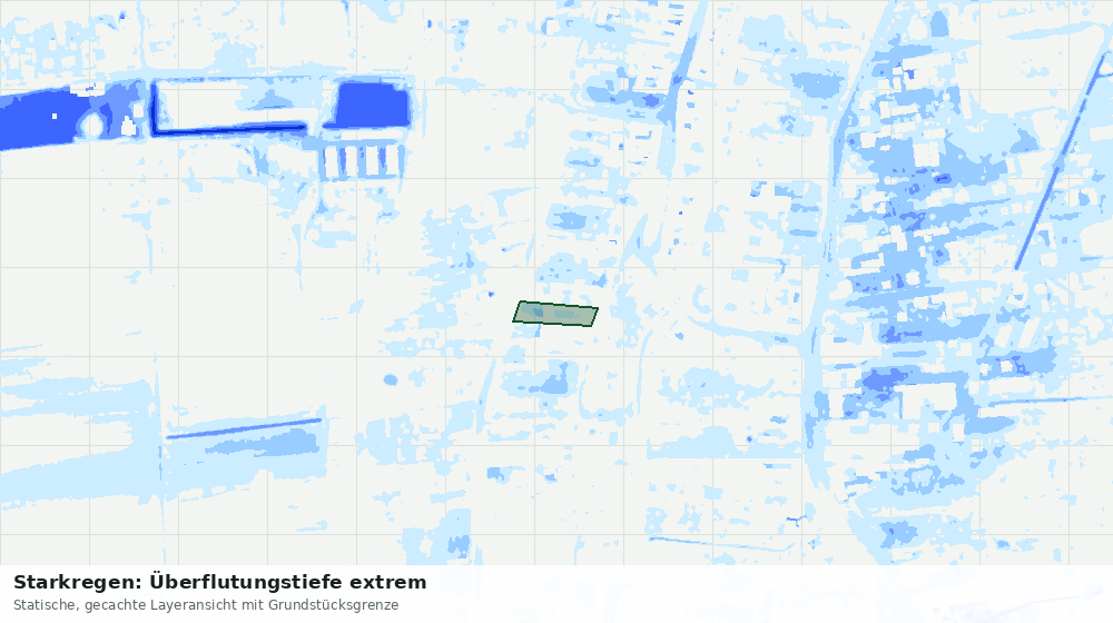 Statische Kartenansicht: Starkregen: Überflutungstiefe extrem