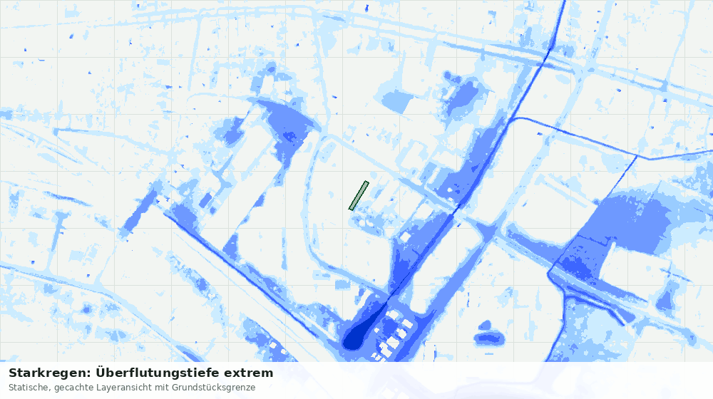 Statische Kartenansicht: Starkregen: Überflutungstiefe extrem