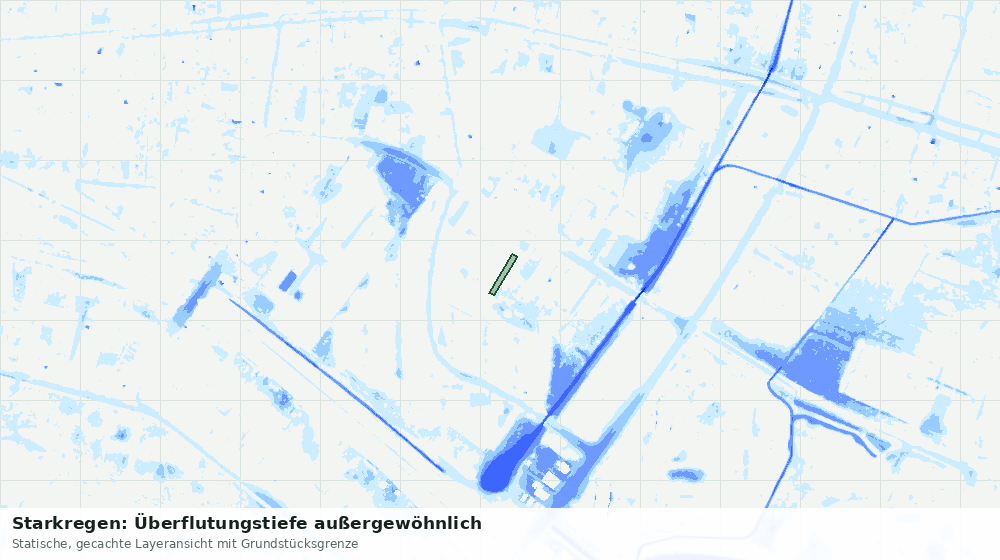 Statische Kartenansicht: Starkregen: Überflutungstiefe außergewöhnlich