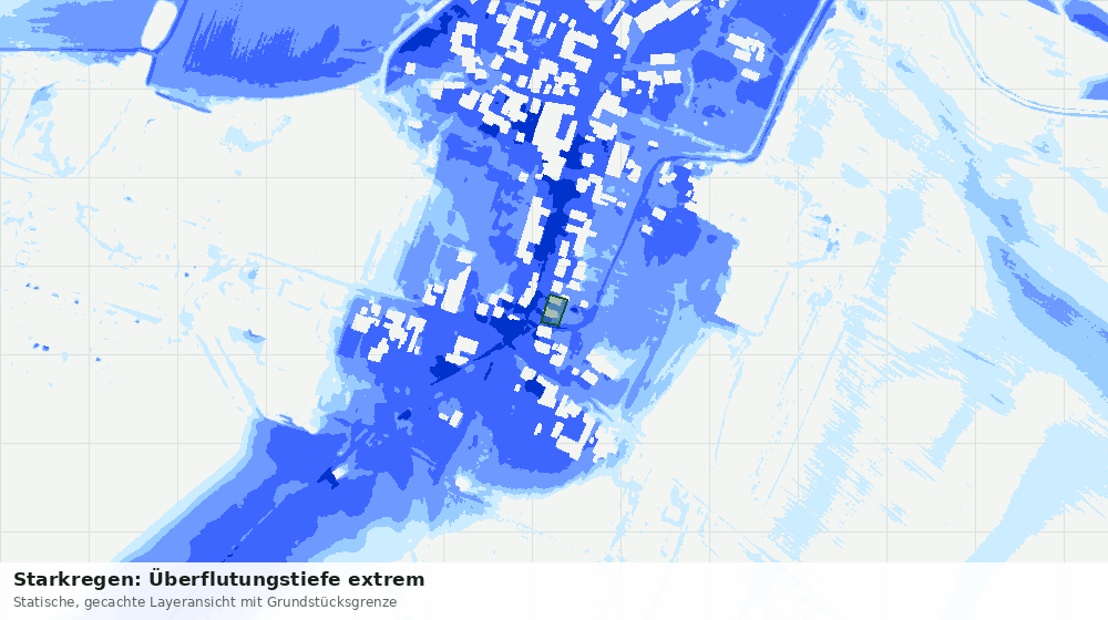 Statische Kartenansicht: Starkregen: Überflutungstiefe extrem