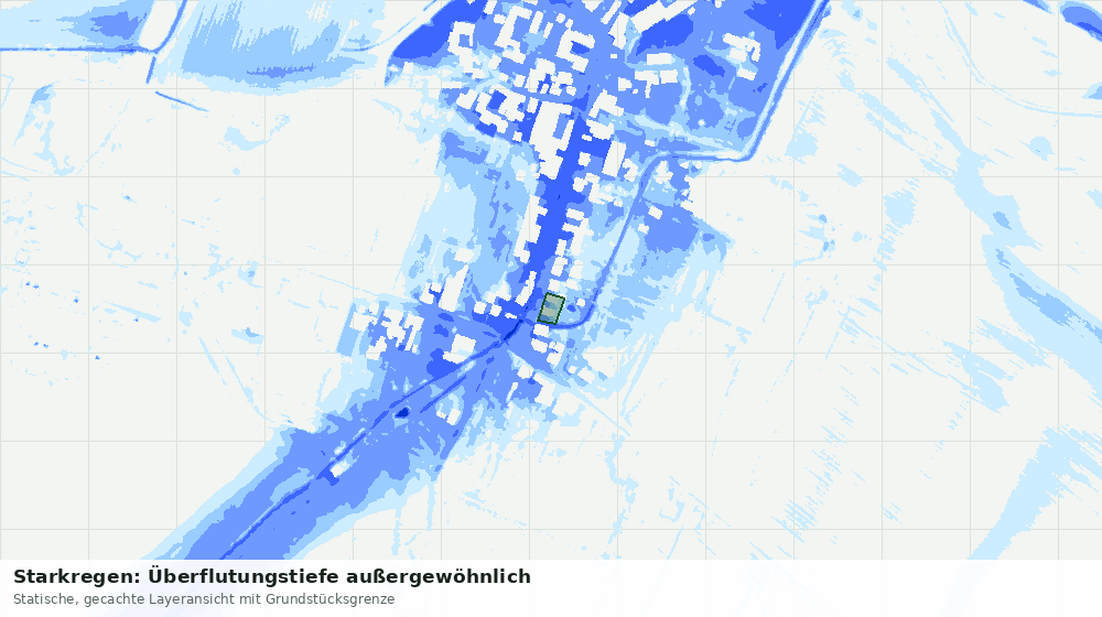 Statische Kartenansicht: Starkregen: Überflutungstiefe außergewöhnlich