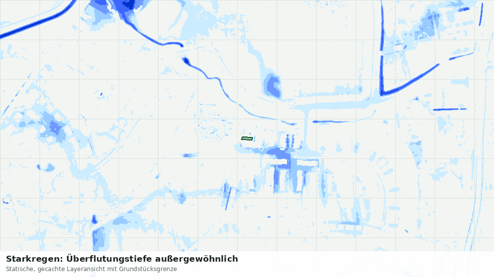 Statische Kartenansicht: Starkregen: Überflutungstiefe außergewöhnlich