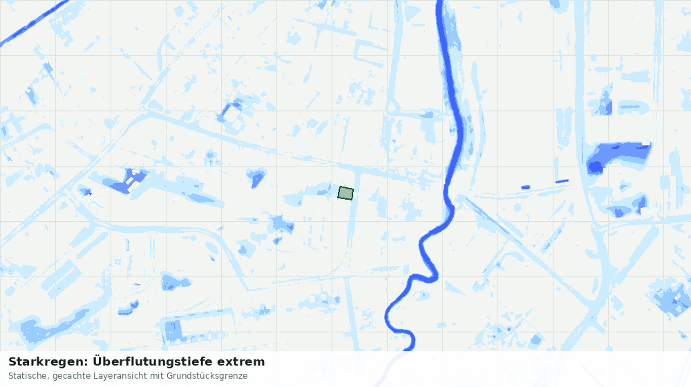 Statische Kartenansicht: Starkregen: Überflutungstiefe extrem