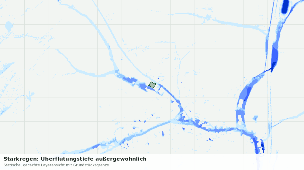 Statische Kartenansicht: Starkregen: Überflutungstiefe außergewöhnlich