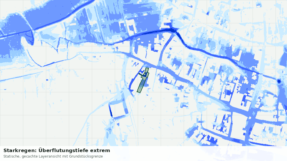 Statische Kartenansicht: Starkregen: Überflutungstiefe extrem