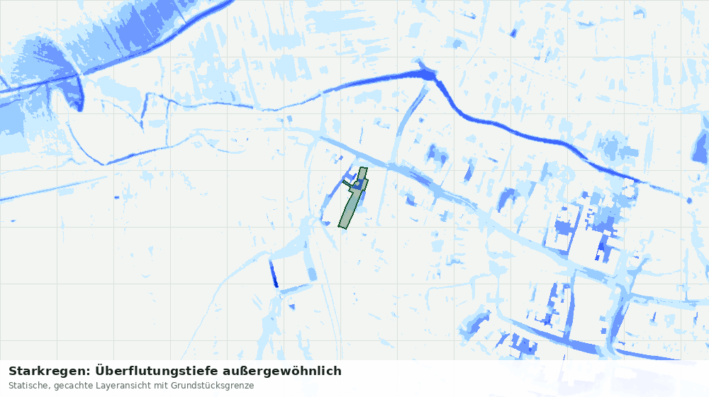 Statische Kartenansicht: Starkregen: Überflutungstiefe außergewöhnlich