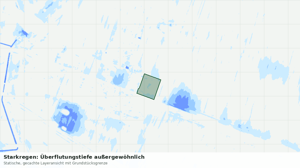 Statische Kartenansicht: Starkregen: Überflutungstiefe außergewöhnlich