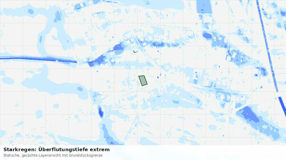 Statische Kartenansicht: Starkregen: Überflutungstiefe extrem