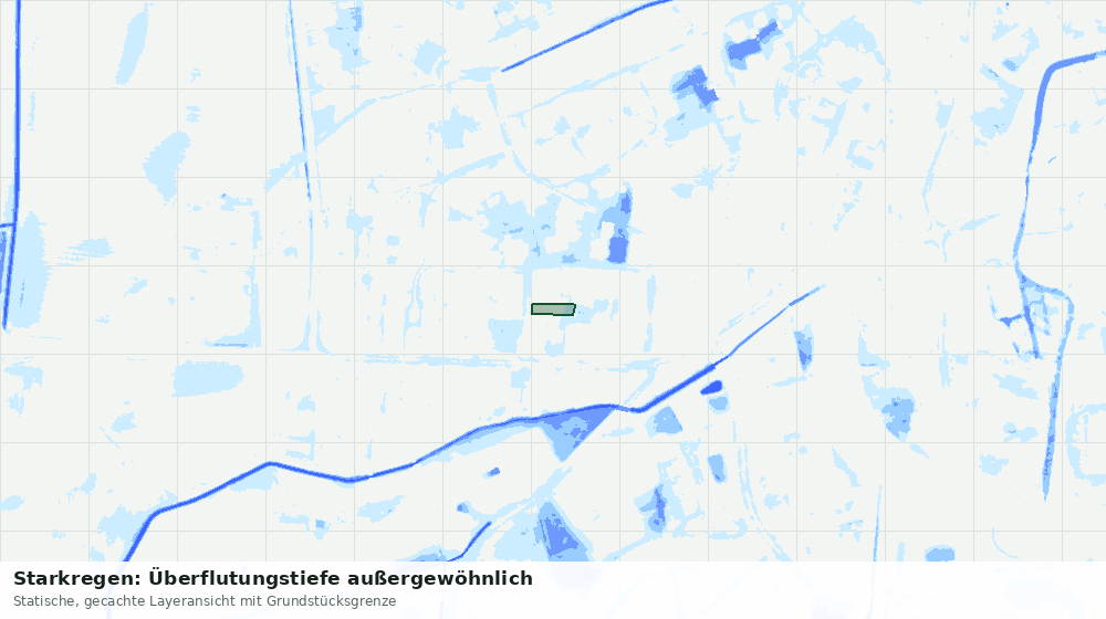 Statische Kartenansicht: Starkregen: Überflutungstiefe außergewöhnlich