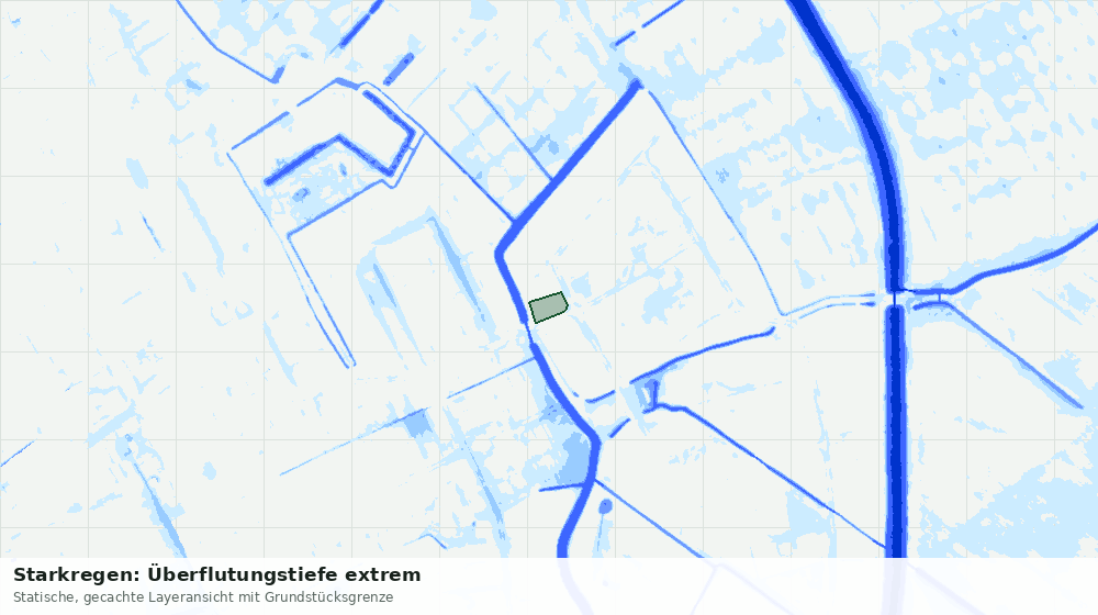 Statische Kartenansicht: Starkregen: Überflutungstiefe extrem
