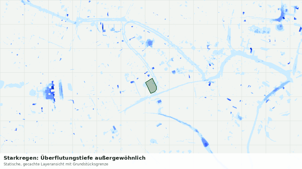 Statische Kartenansicht: Starkregen: Überflutungstiefe außergewöhnlich