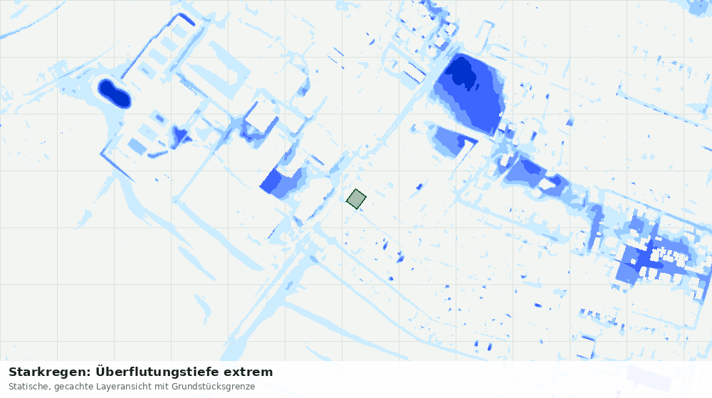 Statische Kartenansicht: Starkregen: Überflutungstiefe extrem