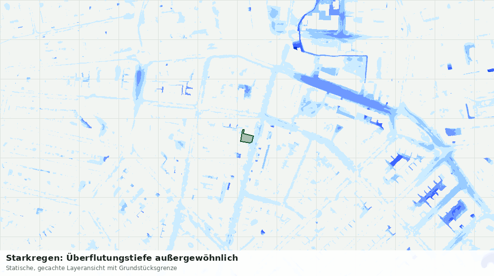 Statische Kartenansicht: Starkregen: Überflutungstiefe außergewöhnlich