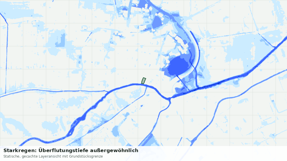 Statische Kartenansicht: Starkregen: Überflutungstiefe außergewöhnlich