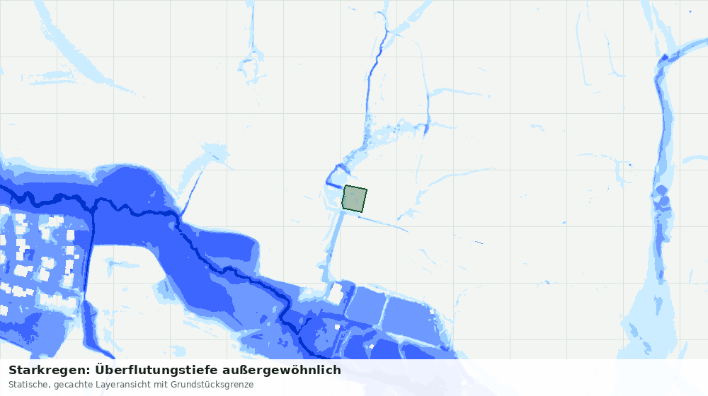 Statische Kartenansicht: Starkregen: Überflutungstiefe außergewöhnlich