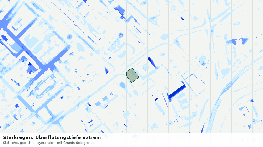 Statische Kartenansicht: Starkregen: Überflutungstiefe extrem