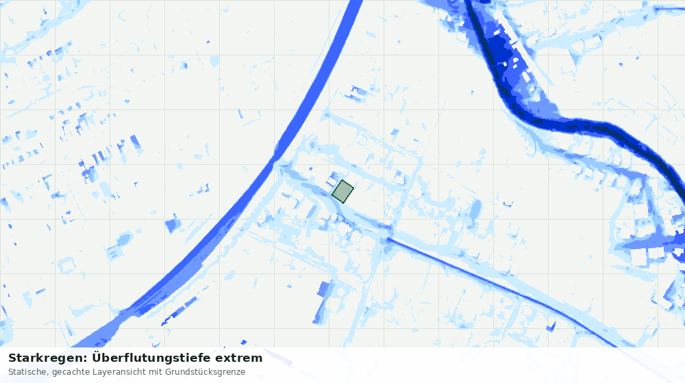 Statische Kartenansicht: Starkregen: Überflutungstiefe extrem
